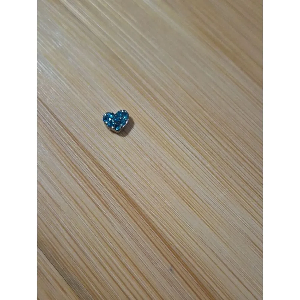 December Birthstone Blue Crystal Heart Floating Locket Charm
